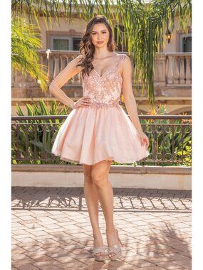 NEW BLUSH Evening Gown Floor Length Formal Elegant Stunning 3287